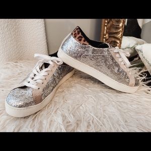 Glitter and leopard sneakers